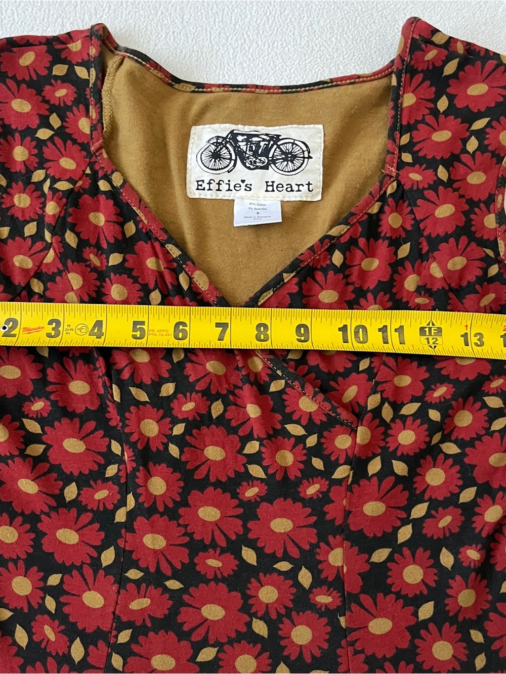 Effie’s Heart Floral V-Neck Fit & Flare Dress Boho Bloom Cottage Fairy Core - Picture 9 of 14